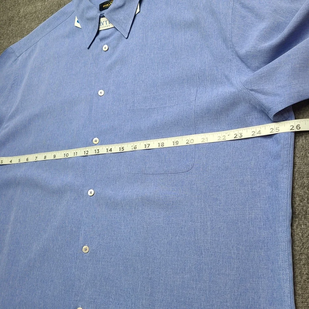 Bugatchi Button Down Shirt Mens XL Blue Good Modal Blend Short Sleeve Pocket